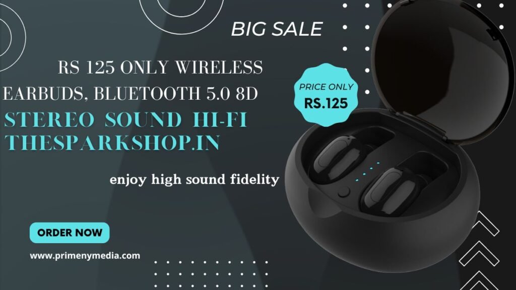 _Rs 125 Only Wireless Earbuds Bluetooth 5.0 8d Stereo Sound Hi-Fi TheSparkshop.in