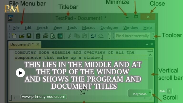 This lies in the Middle and at the Top of the Window and shows the Program and Document Titles